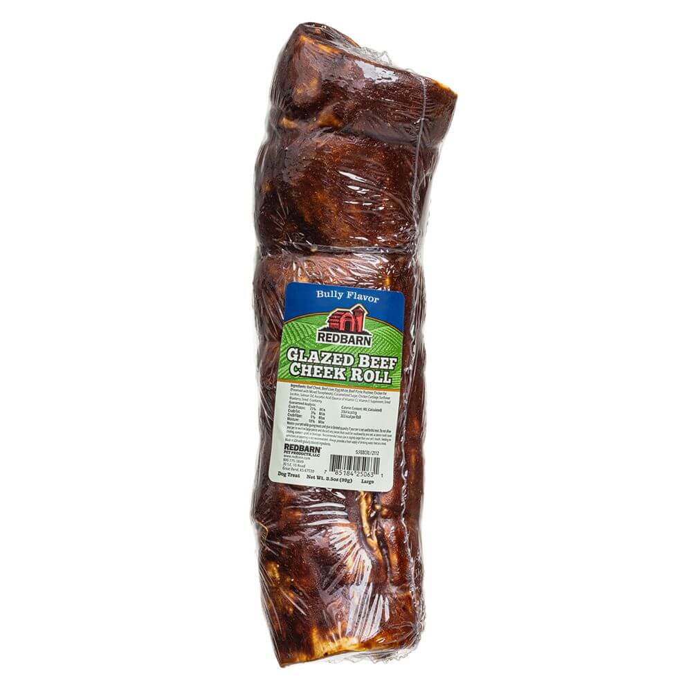 Redbarn Dog Beef Cheek Roll Glazed Chew, Bully Flavor