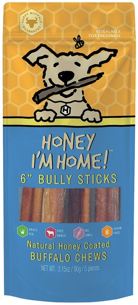Honey I'm Home! 6 inch Buffalo Bully Stick, 5-pack