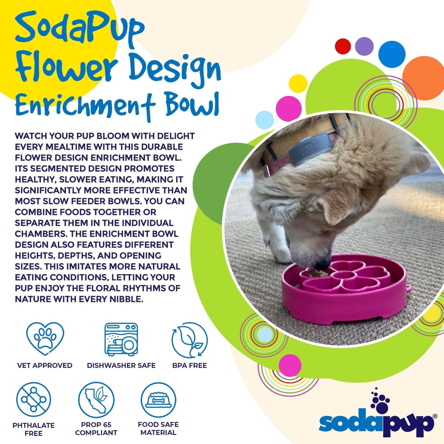 SodaPup Enrichment Slow Feeder Bowl, Flower