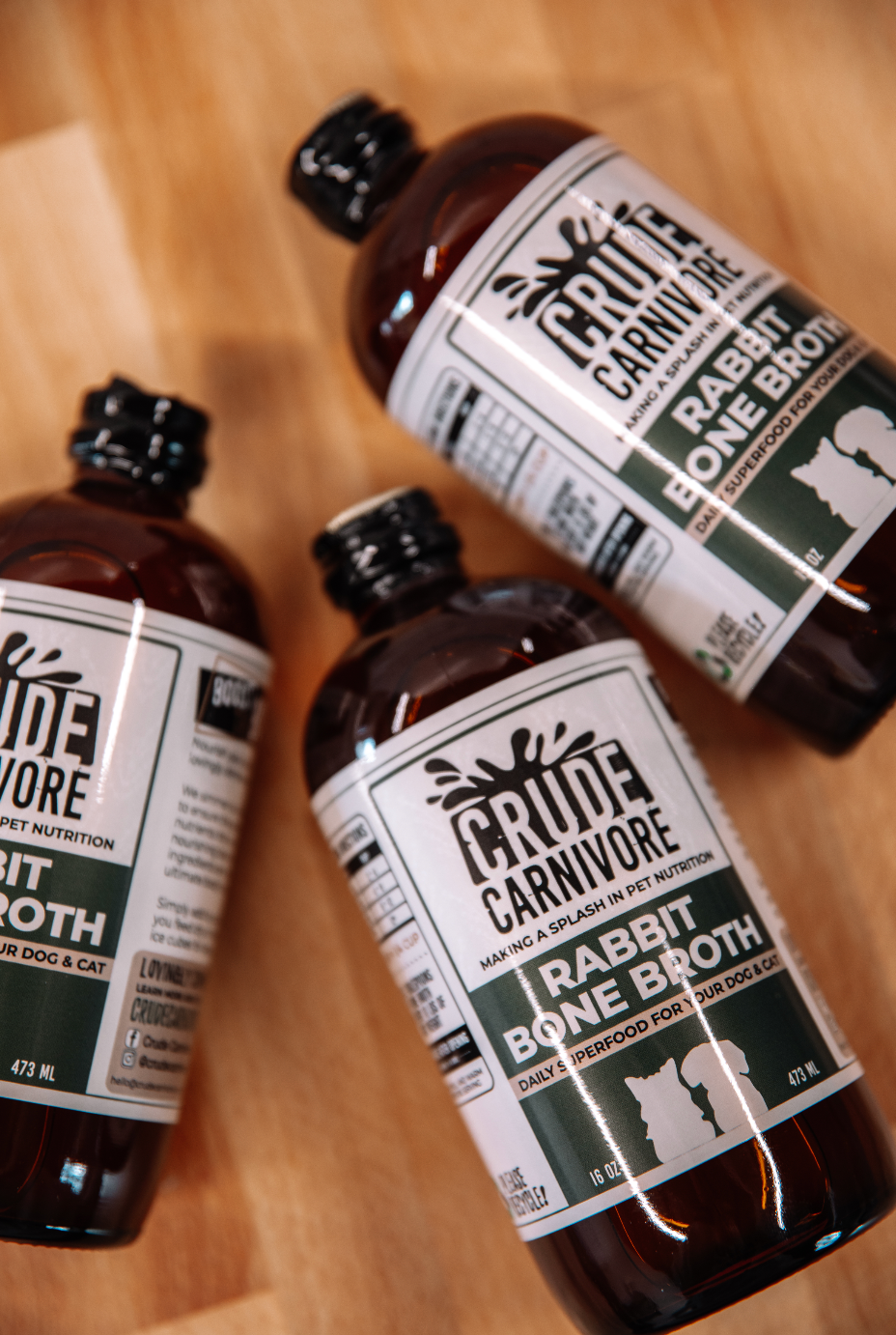 Crude Carnivore Rabbit Bone Broth for Dogs and Cats