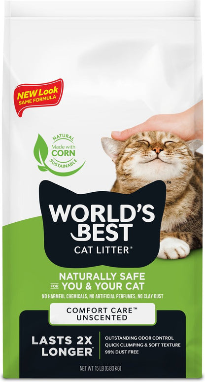 World's Best Comfort Care Unscented Clumping Corn Litter