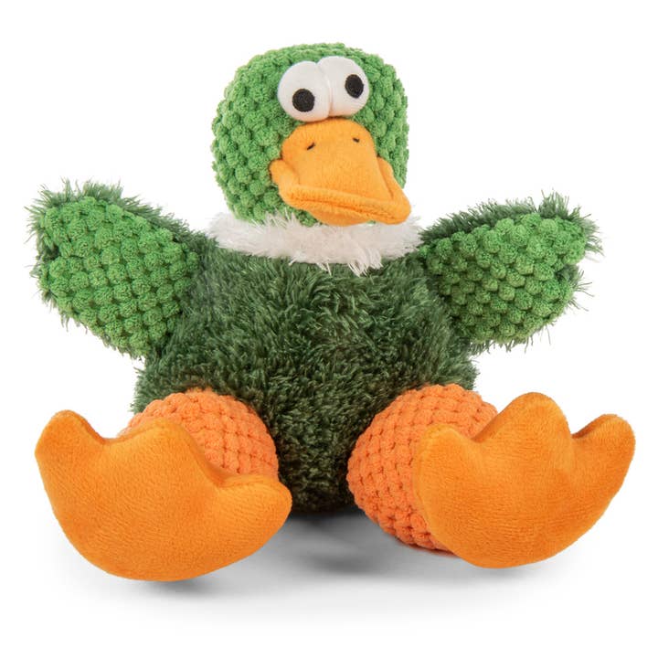 goDog Checkers Sitting Duck Plush Dog Toy Small