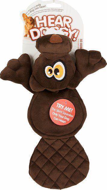 goDog Hear Doggy Flattie Beaver Ultrasonic Silent Squeaker Dog Toy Large