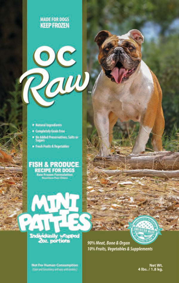 OC Raw Frozen Mini Patties, Fish & Produce