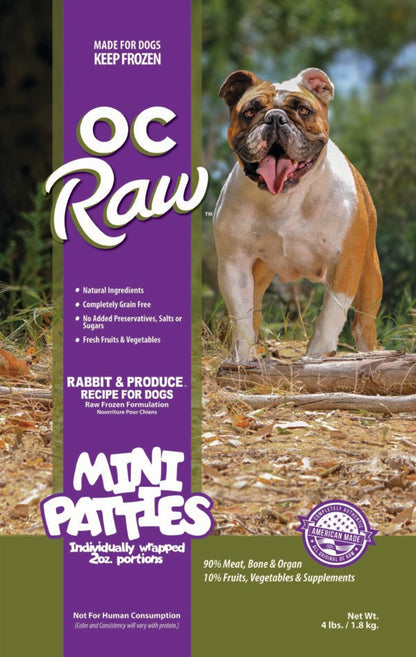 OC Raw Frozen Mini Patties, Rabbit & Produce