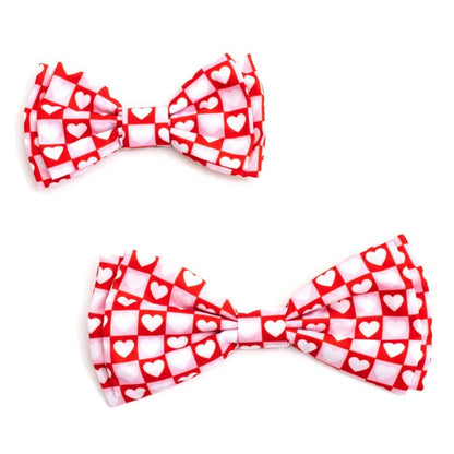 Worthy Dog - Colorblock Hearts Bow Tie