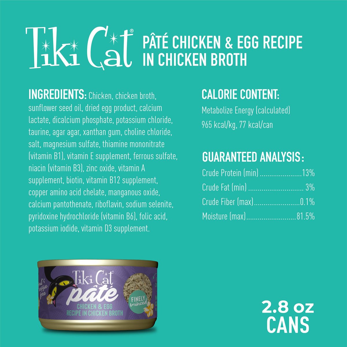 Tiki Cat Luau Pate Chicken and Egg Recipe in Broth Canned Food