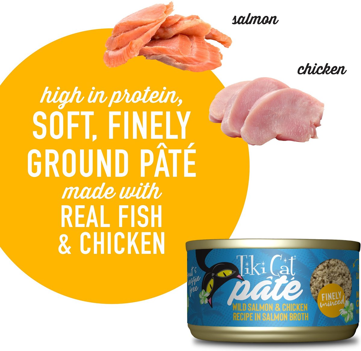 Tiki Cat Luau Pate Salmon and Chicken Recipe in Broth Canned Food