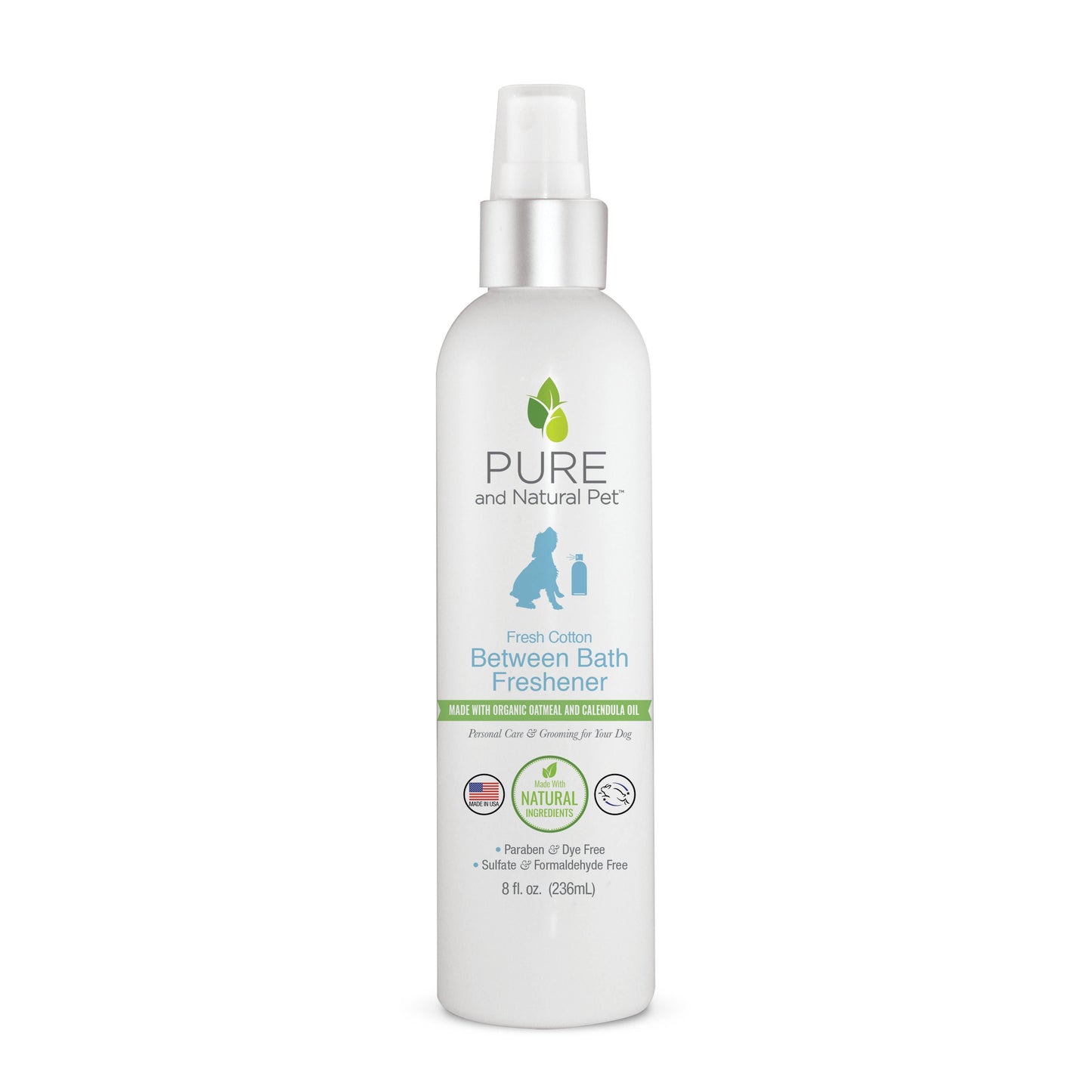 Pure and Natural Pet Between Bath Freshener for Dogs, Fresh Cotton