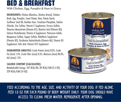 Weruva Dog Bed and Breakfast with Chicken, Egg, Pumpkin and Ham Grain-Free Canned Food