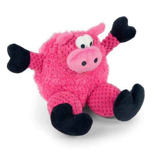 goDog Checkers Fat Pig Plush Dog Toy Small