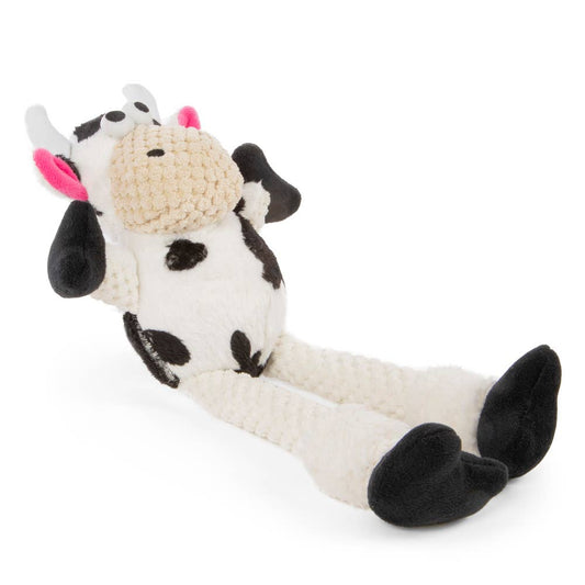 goDog Checkers Skinny Cow Plush Dog Toy Small