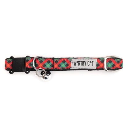 The Worthy Dog - Holiday Check Cat Collar