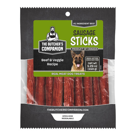 The Butcher's Companion Sausage Sticks Beef & Veggie Recipe Dog Treats