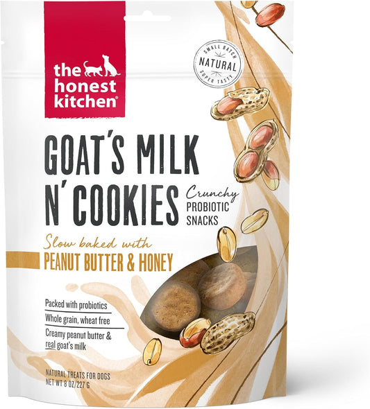 The Honest Kitchen Human Grade Goat's Milk N' Cookies Slow Baked with Peanut Butter & Honey Dog Treats, 8-oz bag