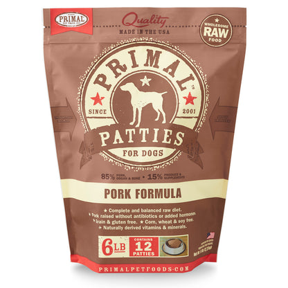 Primal Dog Raw Frozen Grain Free Pork Nuggets and Patties