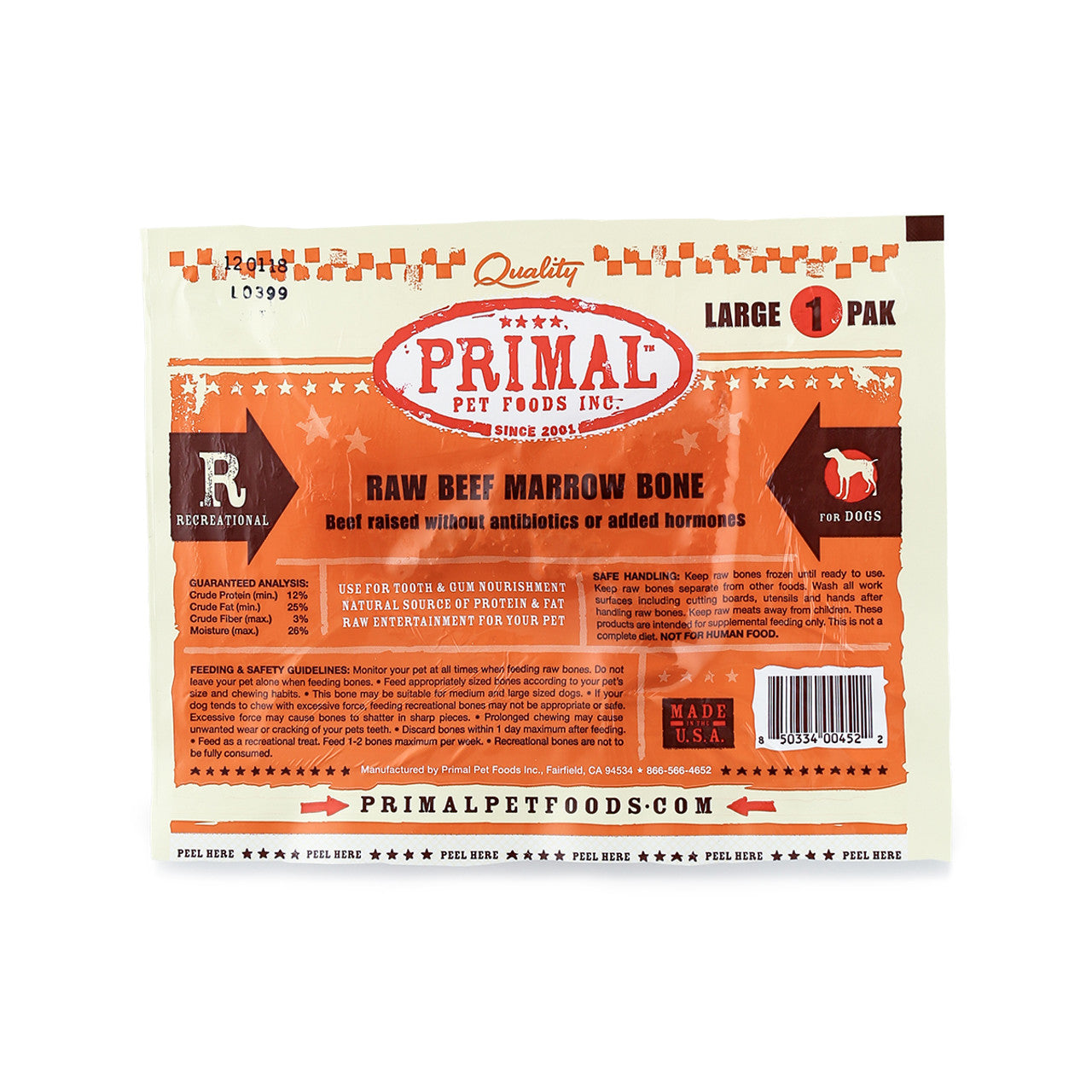 Primal Frozen Beef Marrow Bones for Dogs and Cats