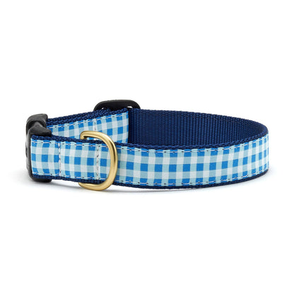 Up Country Blue Gingham Dog Collar