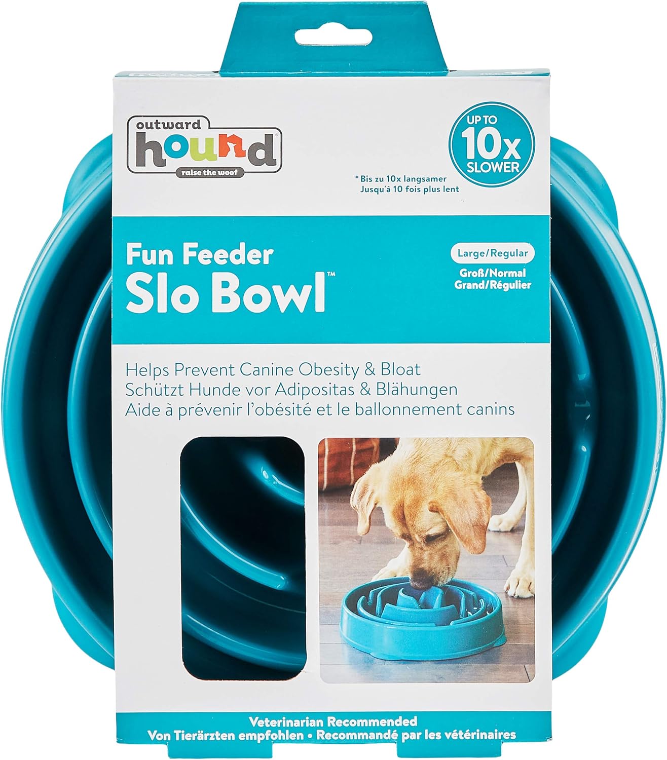 Outward Hound Fun Feeder Slo Bowl, Turqouise, Large