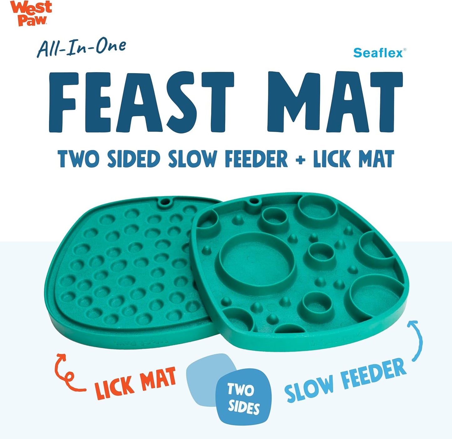 West Paw Dog Feast Mat Slow Feeder and Lick Mat, Waves