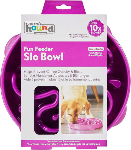 Outward Hound Fun Feeder Slo Bowl, Purple, Large