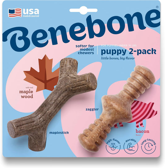 Benebone Puppy 2-Pack Maplestick/Zaggler Chew Toy