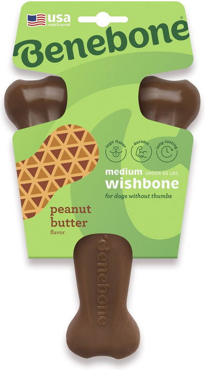Benebone Dog Wishbone Peanut Butter Flavor Chew Toy