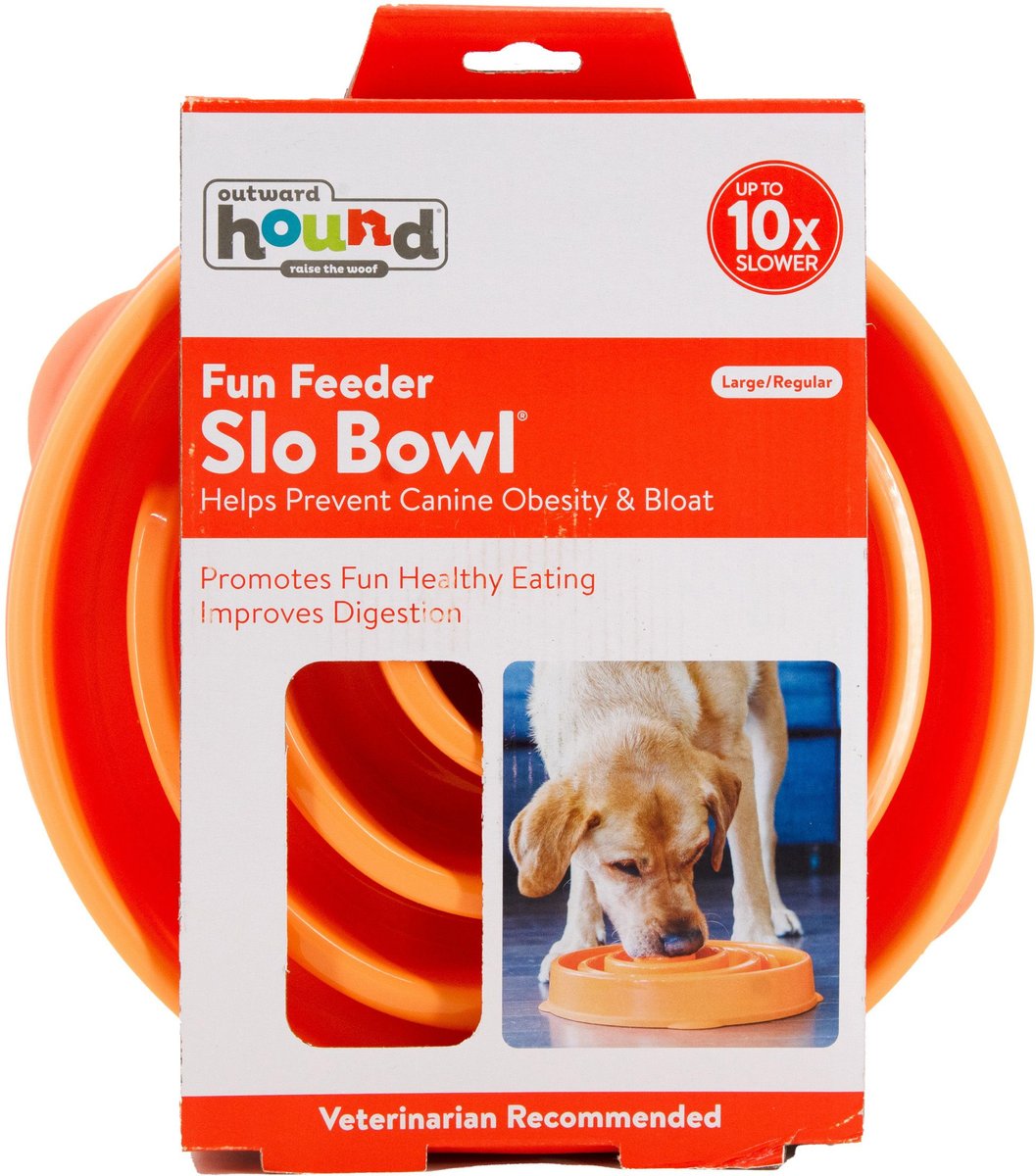 Outward Hound Fun Feeder Slo Bowl, Orange, Large