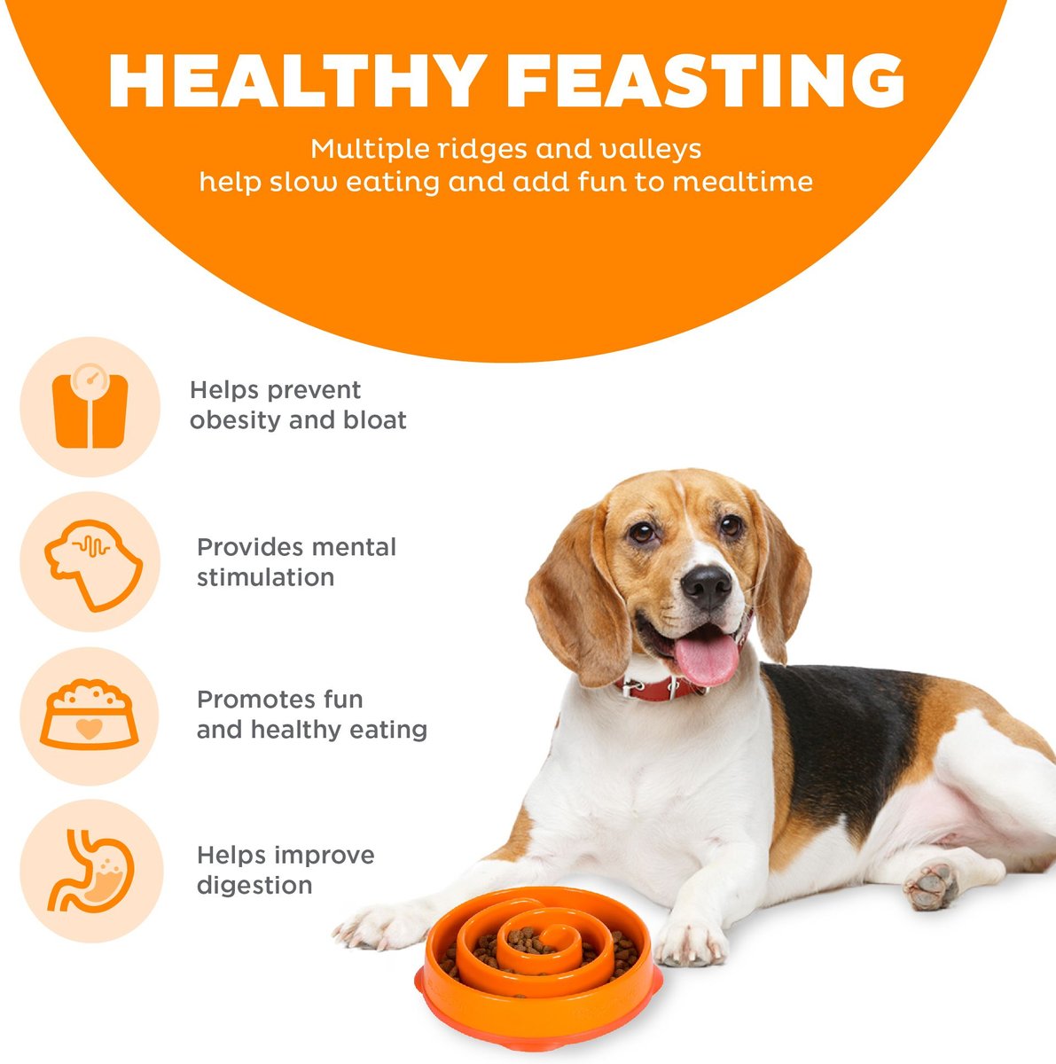 Outward Hound Fun Feeder Slo Bowl, Orange, Medium/Mini