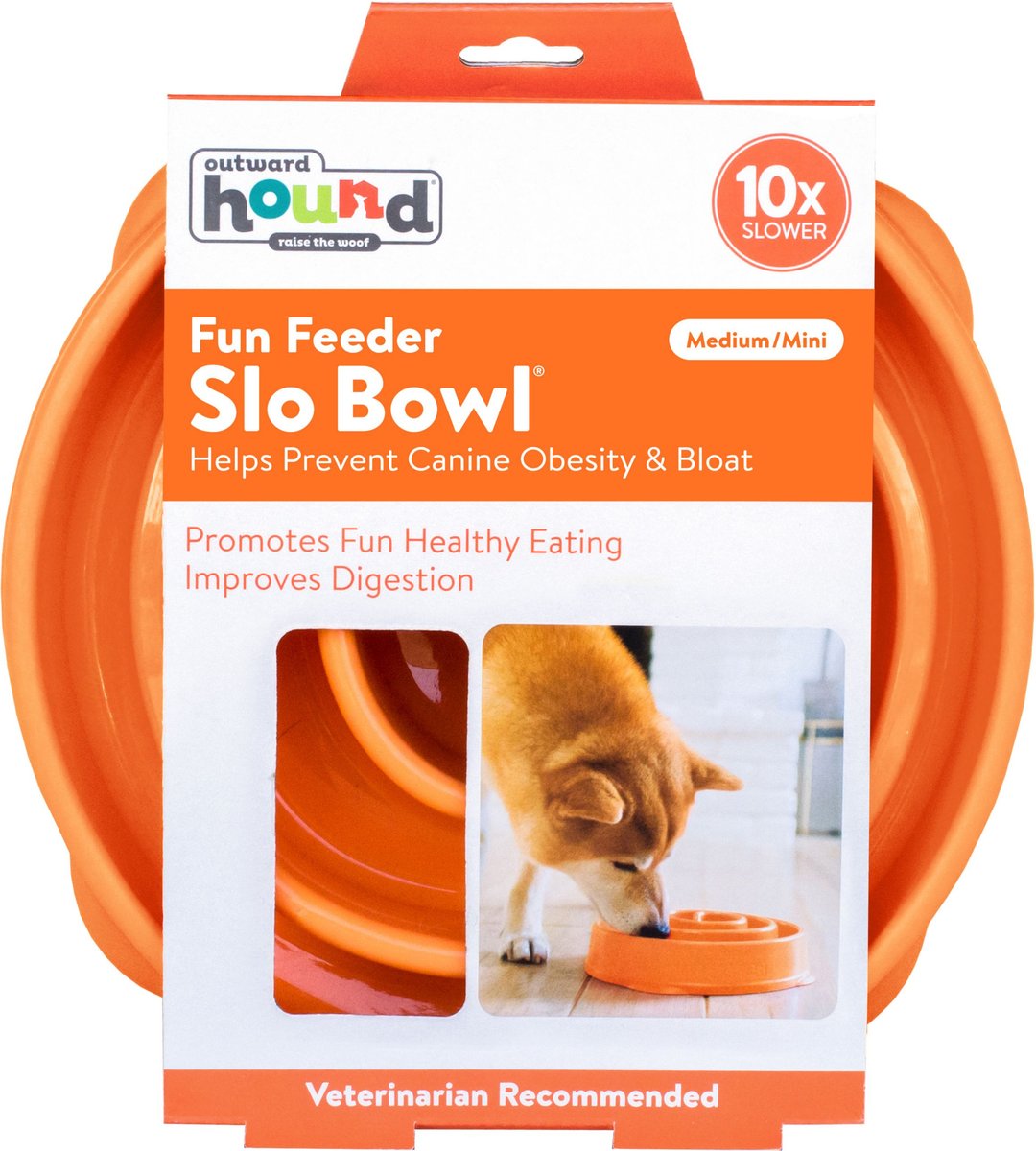 Outward Hound Fun Feeder Slo Bowl, Orange, Medium/Mini