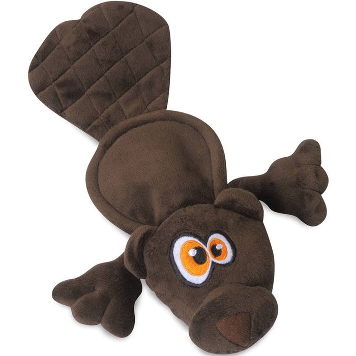 goDog Hear Doggy Flattie Beaver Ultrasonic Silent Squeaker Dog Toy Large