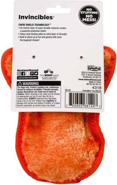 Outward Hound Durablez Fox Tough Plush Dog Toy, Orange, X-Small