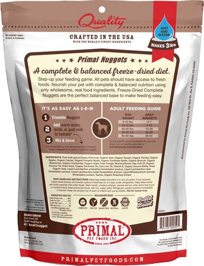 Primal Dog Freeze-Dried Grain Free Pork Recipe Nuggets