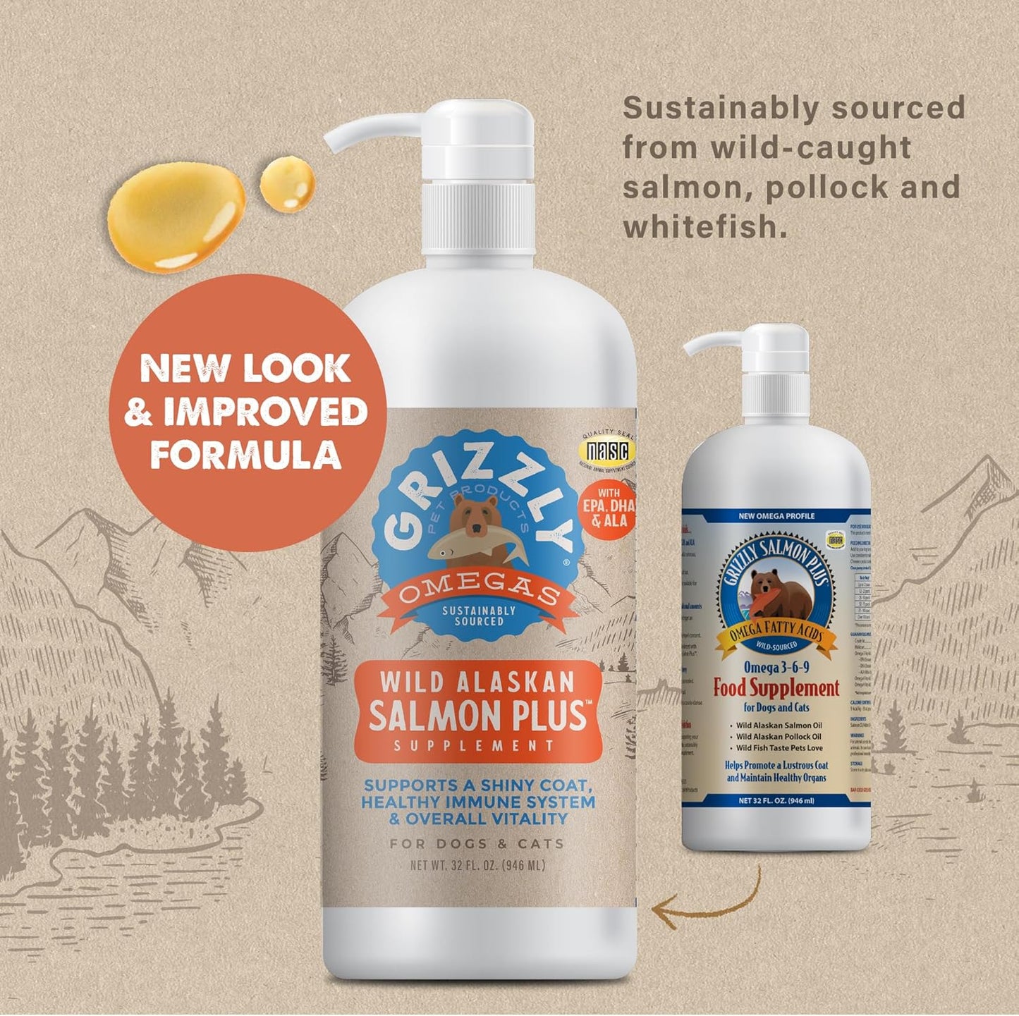 Grizzly Salmon Oil Food Supplement for Dogs and Cats