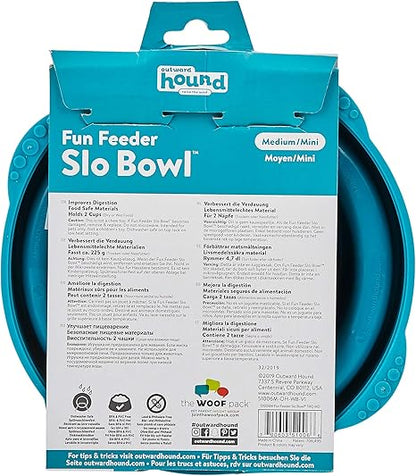 Outward Hound Fun Feeder Slo Bowl, Turqouise, Medium/Mini