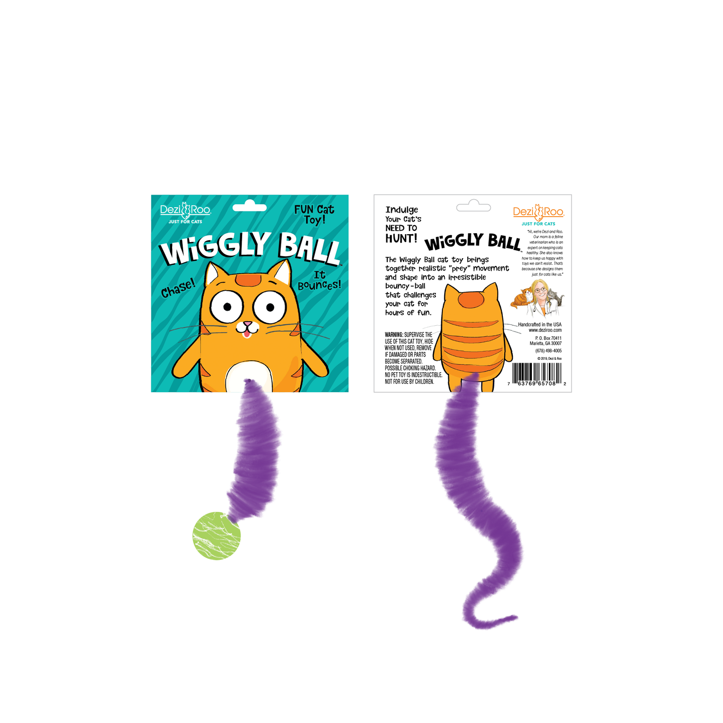 Dezi & Roo Solid Marbled Bouncy Ball Cat Toy
