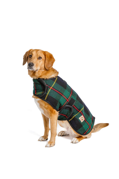 Chilly Dog Navy Tartan Plaid Blanket Dog Coat