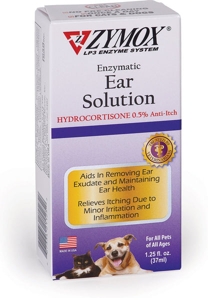 Zymox Ear Infection Solution with .5% Hydrocortisone for Dogs and Cats