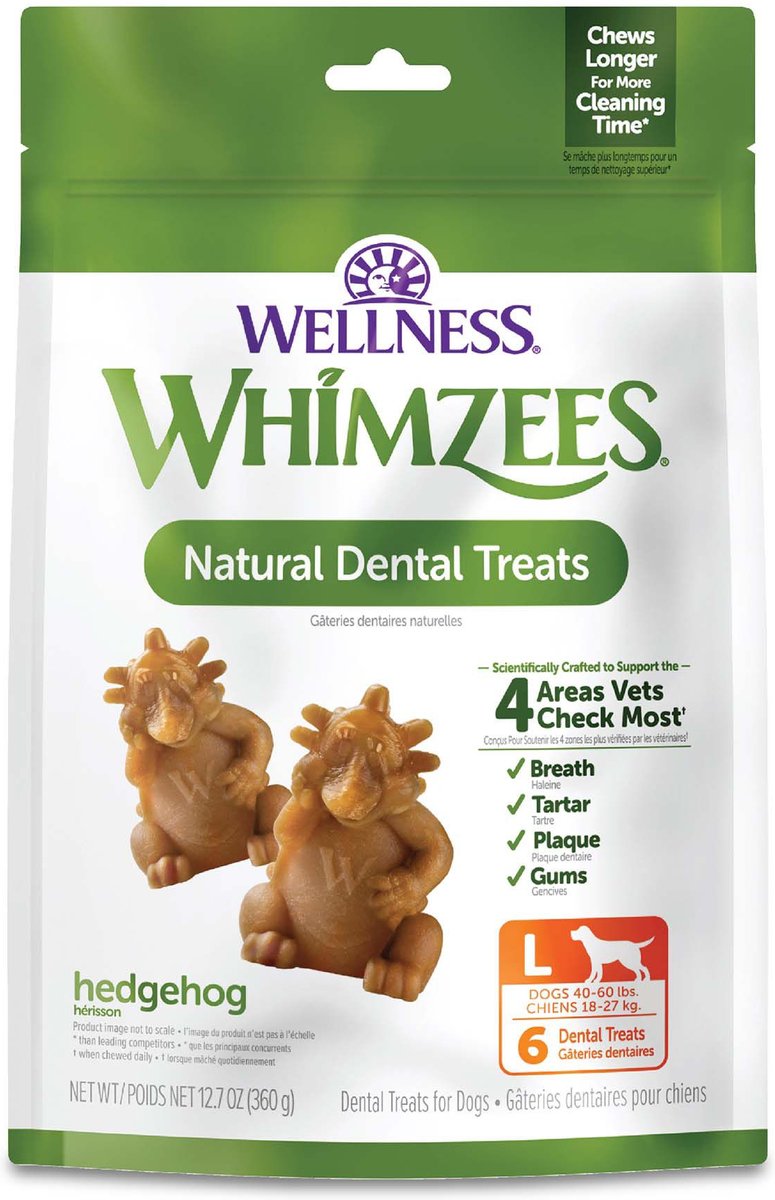 WHIMZEES by Wellness Hedgehog Natural Grain-Free Dental Dog Treats, Large