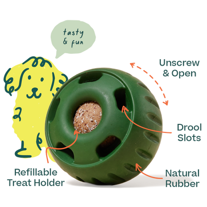 Woof Pupsicle Long Lasting Refillable Dog Treat Dispenser Toy, Green