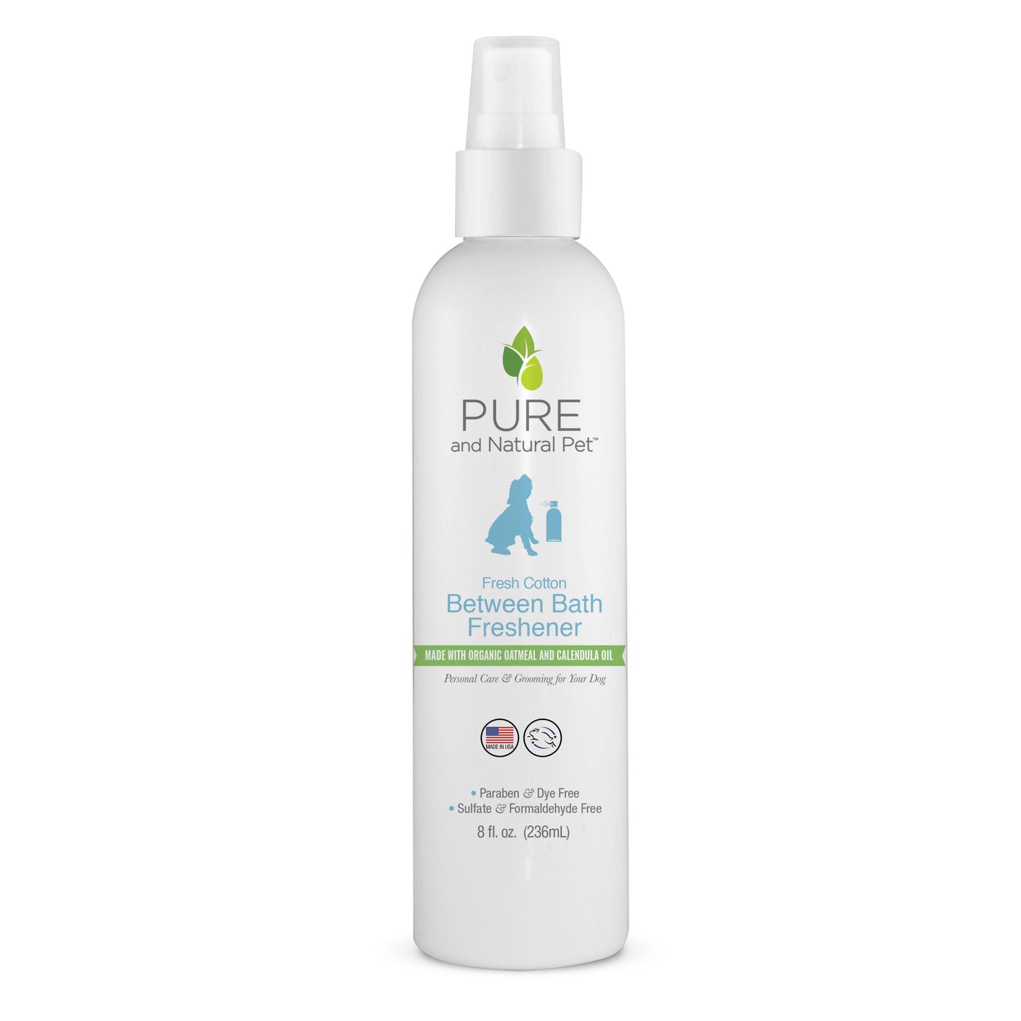 Pure and Natural Pet Between Bath Freshener for Dogs, Fresh Cotton