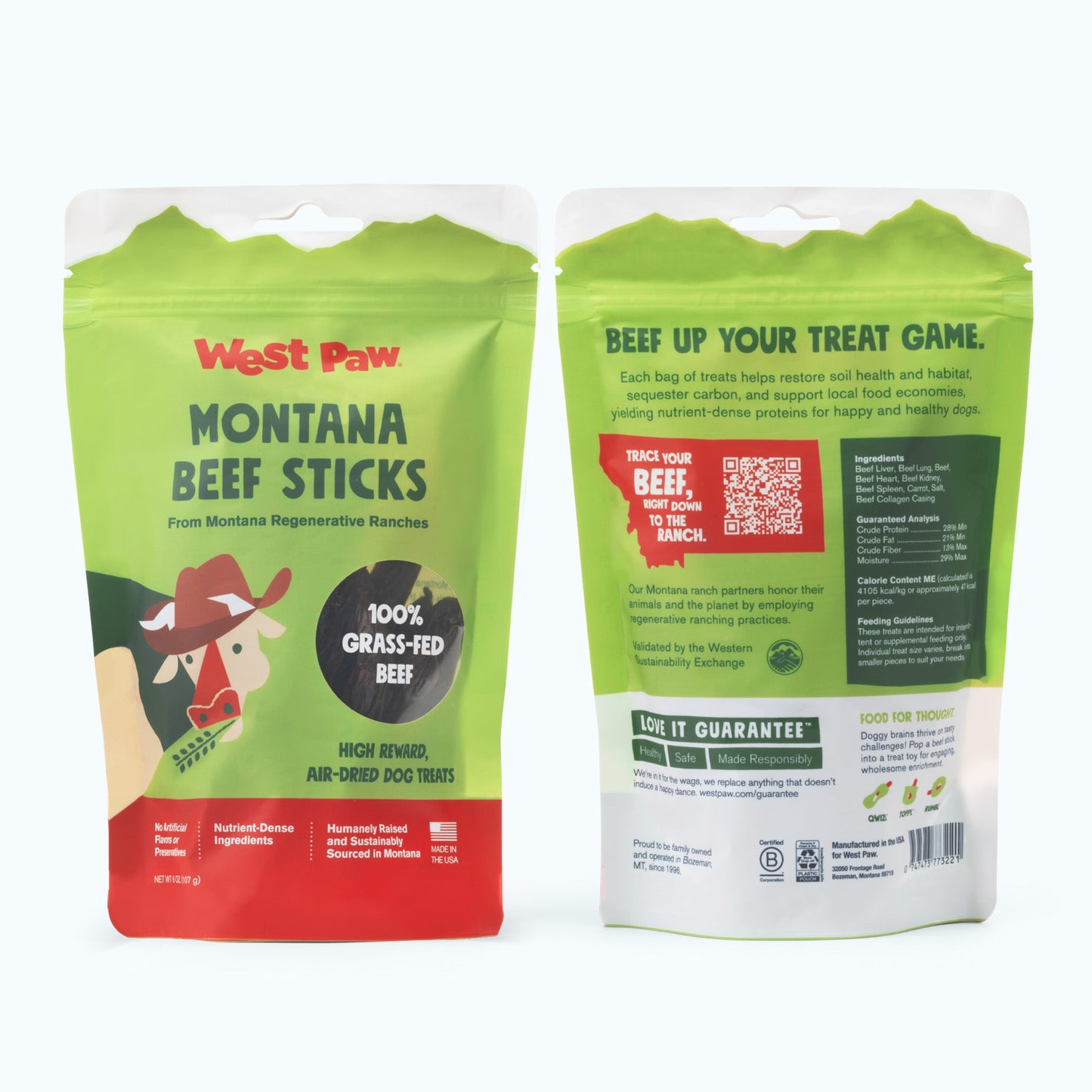 West Paw Montana Beef Sticks High-Protein Air-Dried Dog Treats