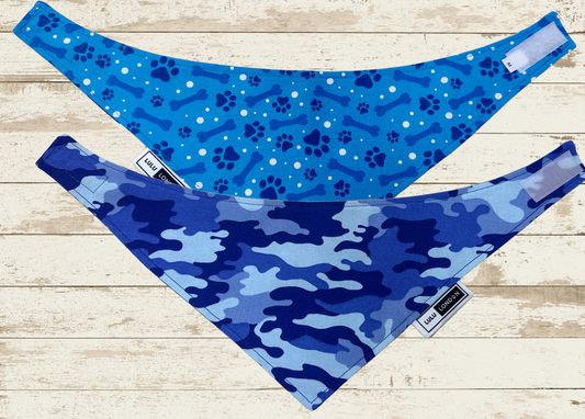 Lulu London Camo and Bones Custom Reversible Dog Bandana