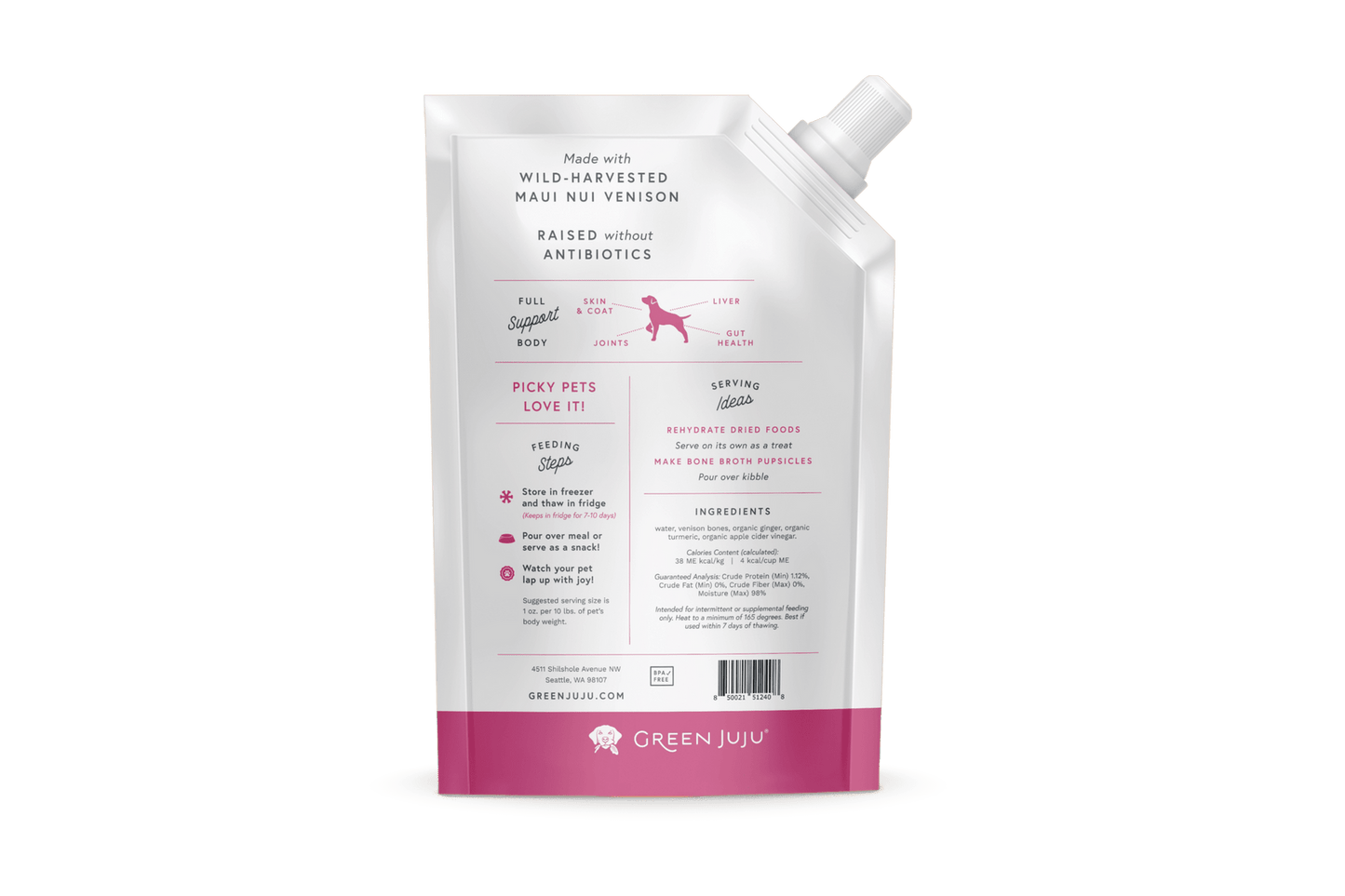 Green Juju Frozen Venison Bone Broth for Dogs and Cats