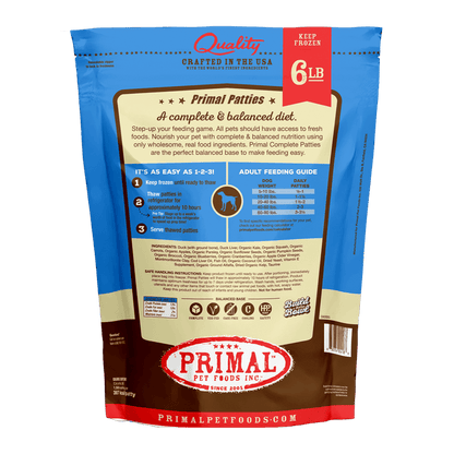 Primal Dog Raw Frozen Grain Free Duck Nuggets and Patties