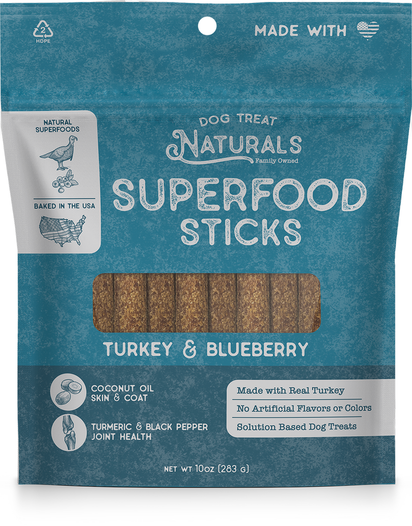 Dog Treat Naturals Superfood Sticks Turkey & Blueberry Dog Treats