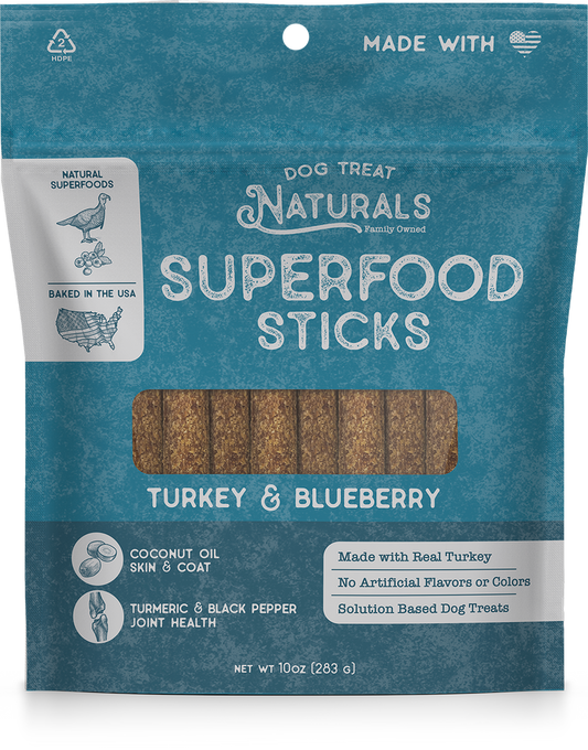 Dog Treat Naturals Superfood Sticks Turkey & Blueberry Dog Treats