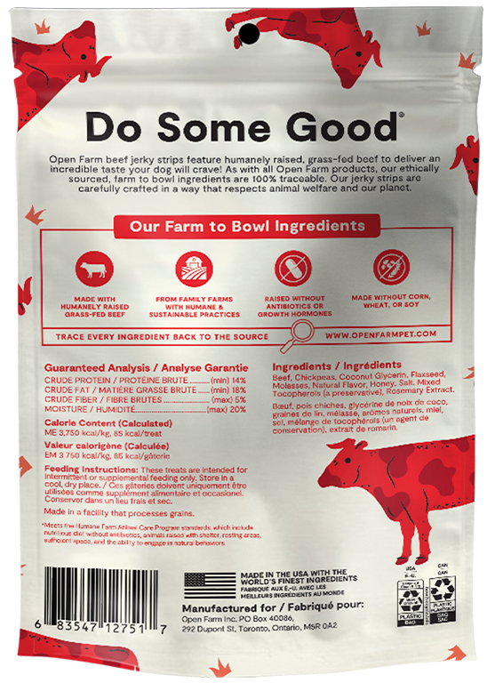 Open Farm Dog Grain Free Grass-Fed Beef Jerky Strips