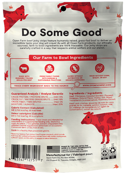 Open Farm Dog Grain Free Grass-Fed Beef Jerky Strips