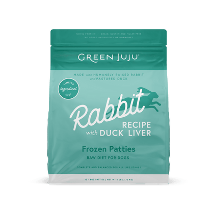 Green Juju Dog Frozen Rabbit Patties and Sliders